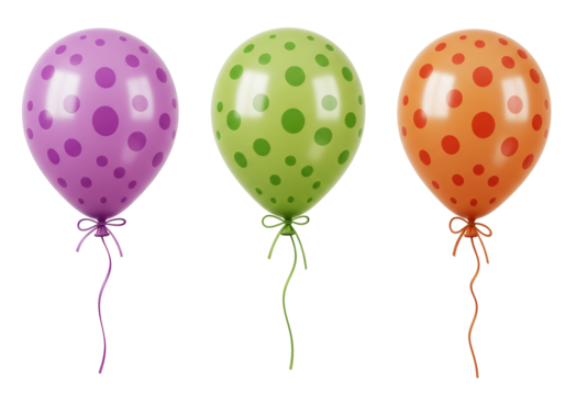 Isolated Set of Three Colorful Polka Dot Balloons - Powered by Adobe