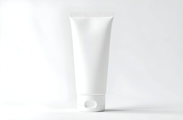 White cosmetic tube for cream, lotion, gel products empty mock up. Place for text, logo, branding. Pastel studio background