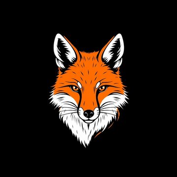 Detailreiche Lineart-Illustration eines Fuchskopfes auf schwarzem Hintergrund. Perfekt f&uuml;r Logos, Tattoos und Naturprojekte.