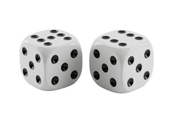 Isolated Pair of White Dice with Black Pips
