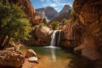 Desert Cascade: Captivating Waterfall Amidst Southern Utah's Sandstone Beauty