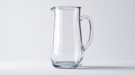 Clear glass pitcher on a white background