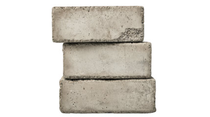 Three stacked gray concrete bricks showing rough texture and minor cracks.
