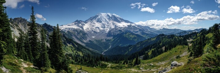 Majestic Mt. Rainier: A Scenic Landscape of Washington State's Iconic National Park and Natural Landmark
