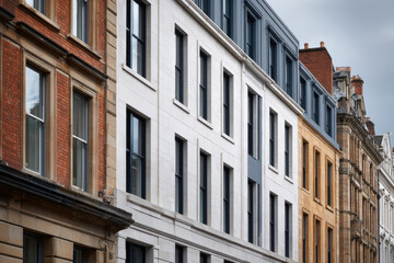 Fototapeta premium contemporary architectural facades with focus on brick facades of historical buildings