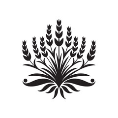 Obraz premium Silhouette of Lavender Flower Bush – Elegant Black Botanical Herb Illustration