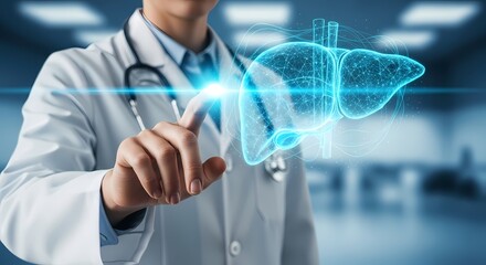 Doctor Touching Digital Liver Hologram Future Medicine