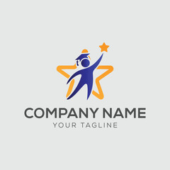 People star logo. Modern Educational Logo with Student and Star Symbol.