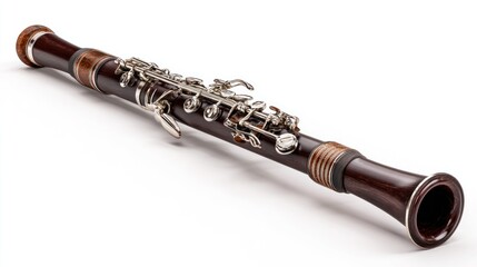 Naklejka premium Close-up of a dark wooden clarinet (1)