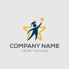 People star logo. Modern Educational Logo with Student and Star Symbol.
