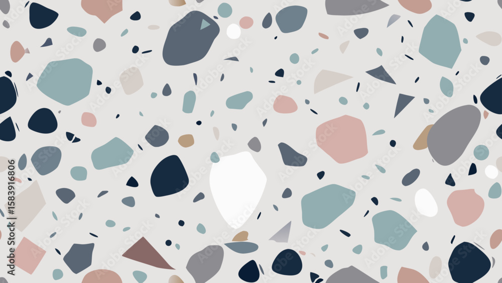 Poster modern terrazzo pattern with pastel color chips isolated on transparent background