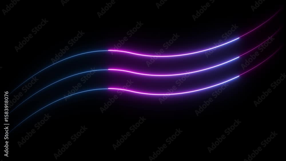 Poster abstract glowing neon lights blinking lines moving animation. abstract glowing neon lines waving cop