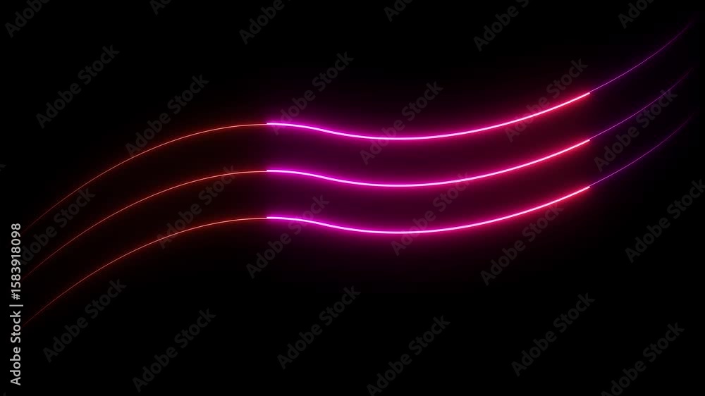 Poster abstract glowing neon lines waving copy space. abstract equalizer animation, red and pink neon line 