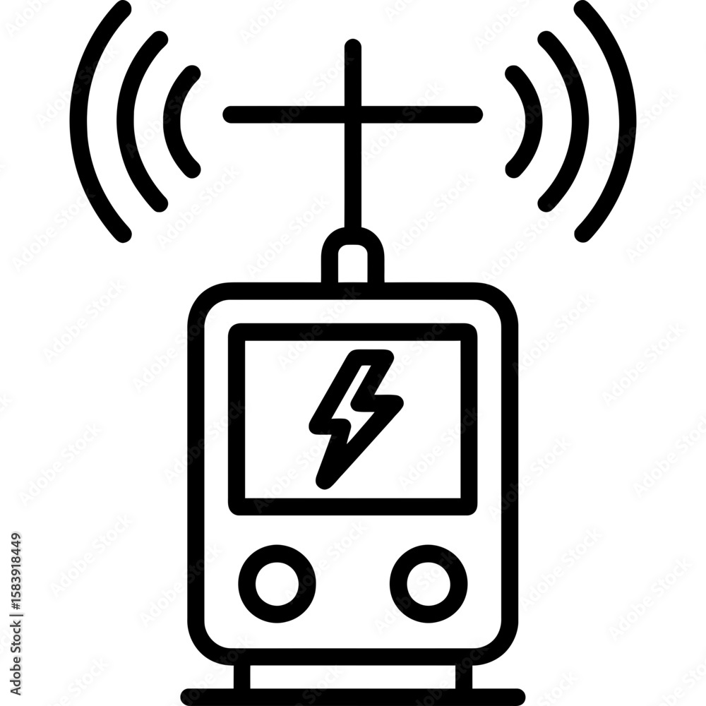 Poster lightning detector outline icon vector