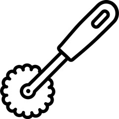 Pastry wheel cutter outline icon vector