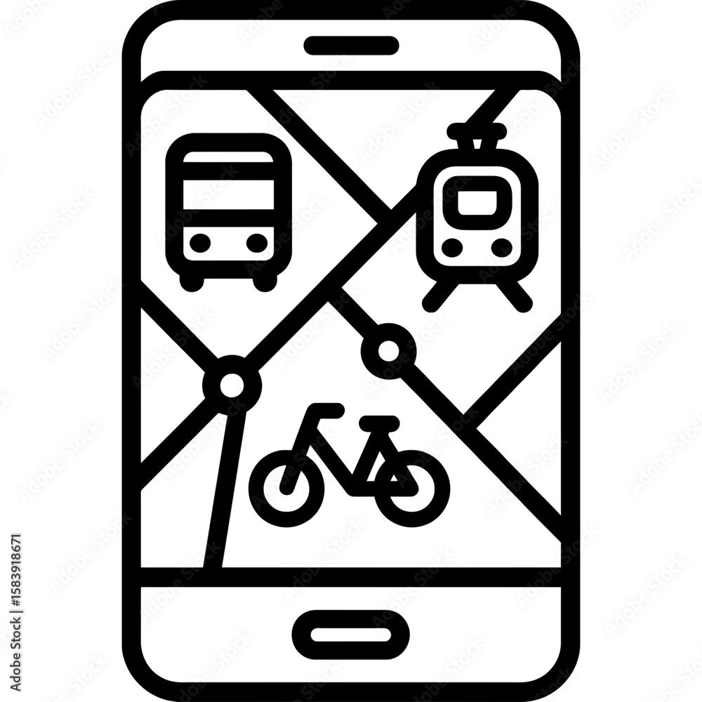 Poster transit app interface outline icon vector