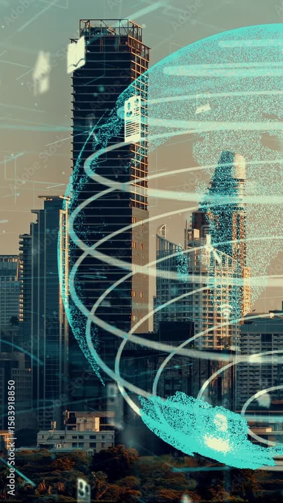 Poster global connection and the internet network alteration in smart city . concept of future wireless dig