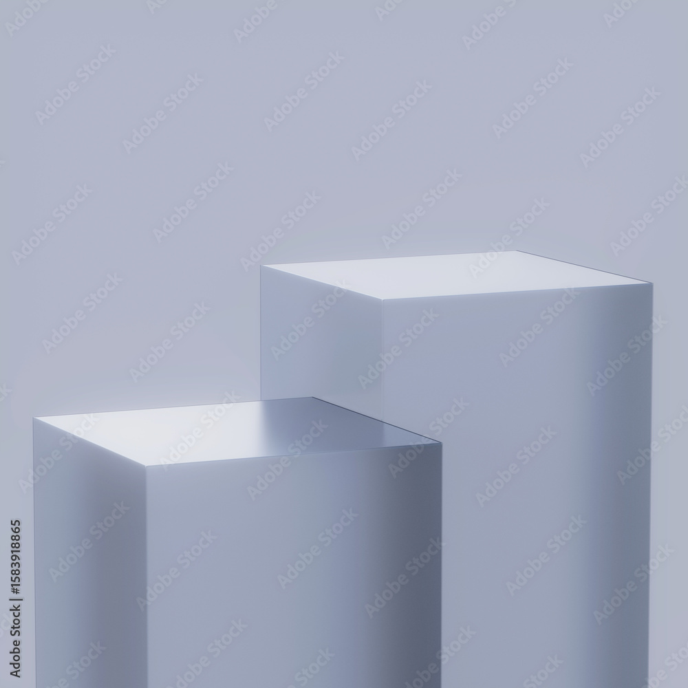 Poster geometric shapes podium for product display. cube platforms on soft gradient background. stylish bac