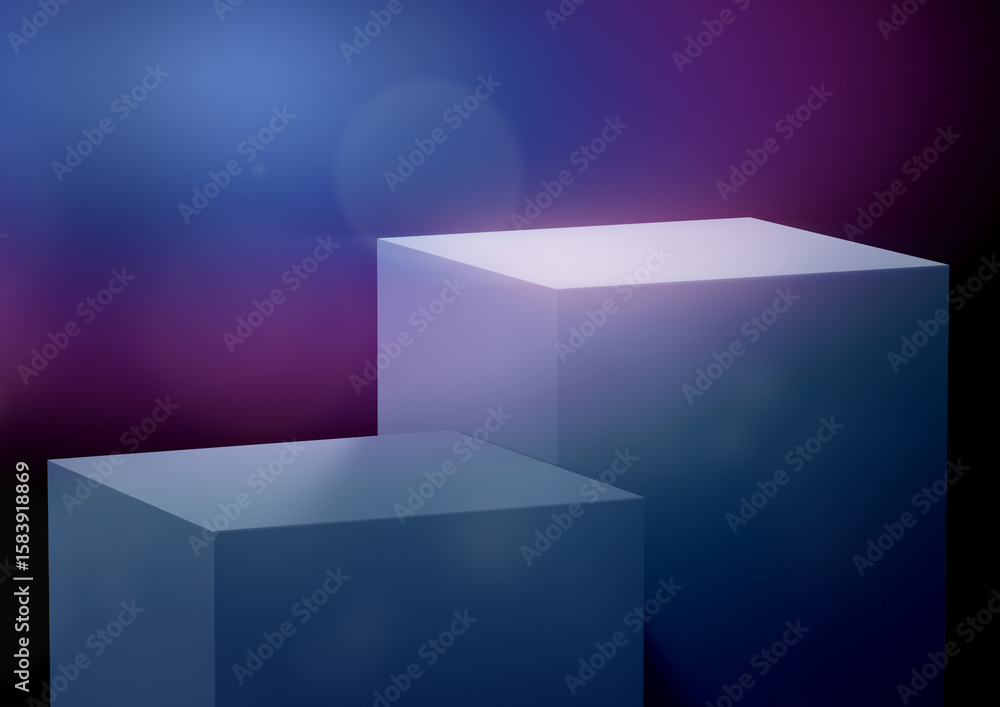 Fototapete geometric shapes podium for product display. cube platforms on soft gradient background. stylish bac