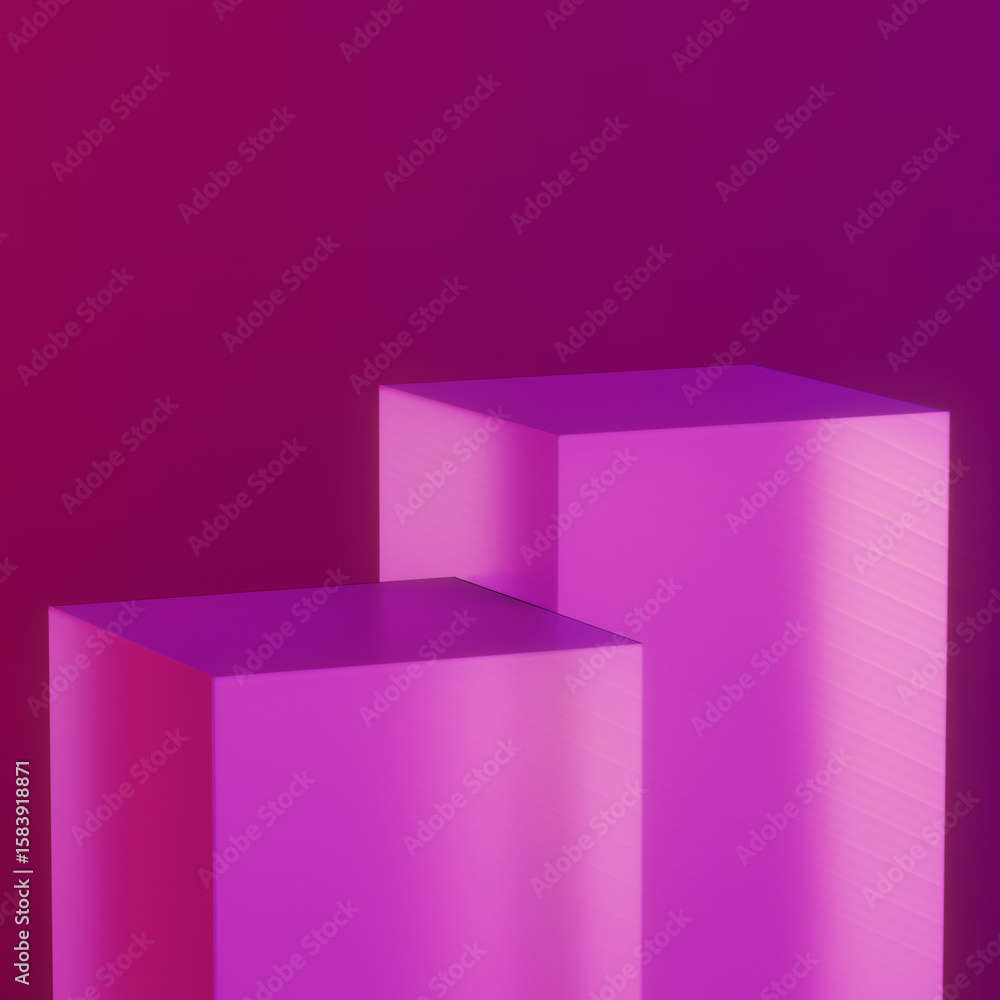 Fototapete geometric shapes podium for product display. cube platforms on soft gradient background. stylish bac