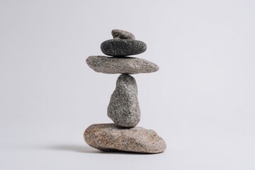 Stacked stones balance on a plain background