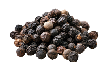 Black pepper on a white background.
