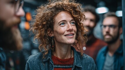 Portrait of a smiling startup team member during a creative brainstorming session