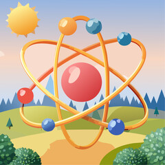 Illustration of an atom in nature