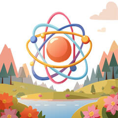 Illustration of an atom in nature