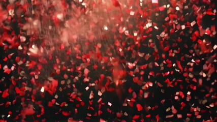 Romantic red rose petals falling from above. Celebration of love and special events.