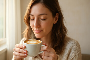 young woman drinking coffee