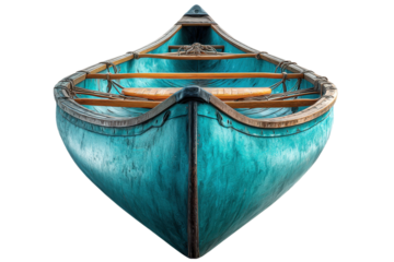Canoe boat front view isolate cutout on white background