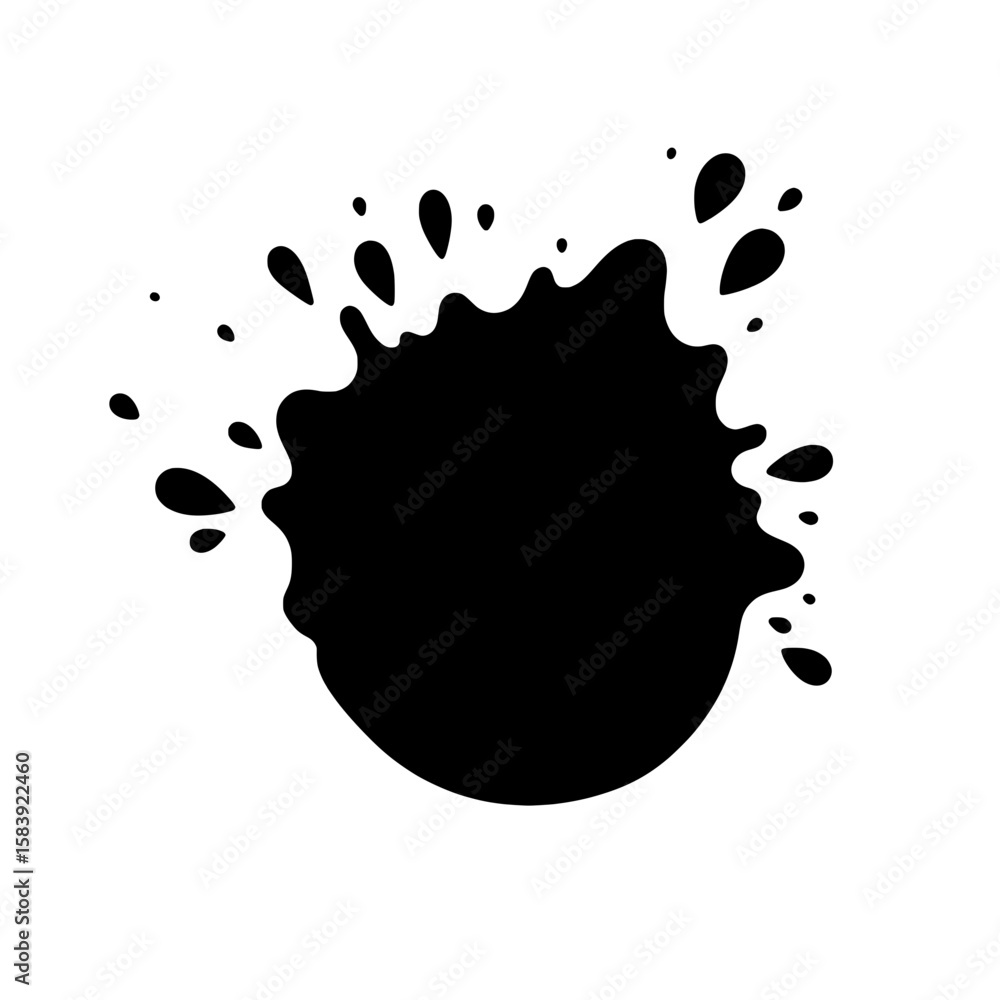 Poster ink splash silhouette: a dynamic and abstract representation of ink splash in black, illustrating a 