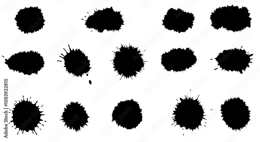 Poster ink splatter collection: a versatile set of high-resolution ink splatters, perfect for adding a uniq