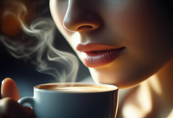 young woman with a cup of coffee