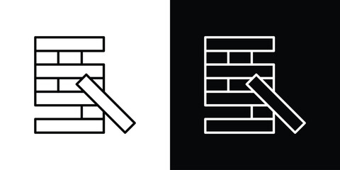 Wooden block icon for concept and graphic design. Collection of high quality black style vector icons