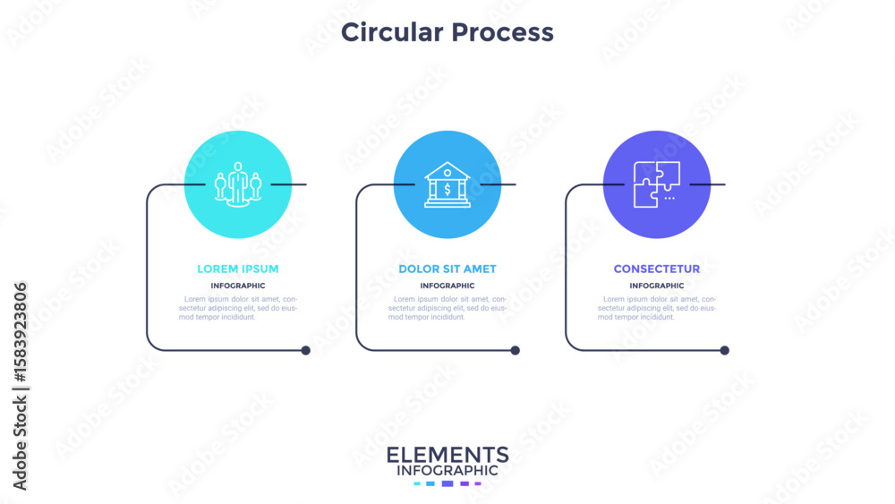 Poster infographic elements of circular choice template with 3 options, steps or processes. program steps p
