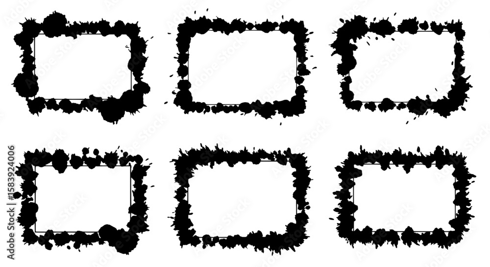 Poster ink frame collection: a collection of six ink frames, with textures, perfect for design elements, ea