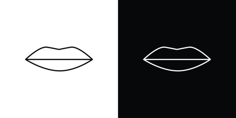 Thin lips icon for concept and graphic design. Collection of high quality black style vector icons
