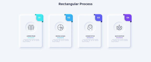 Obraz premium Startup project boosting research rectangular choice infographic chart design template. Business success infochart with icons. Instructional graphics with 4 options. Visual data presentation