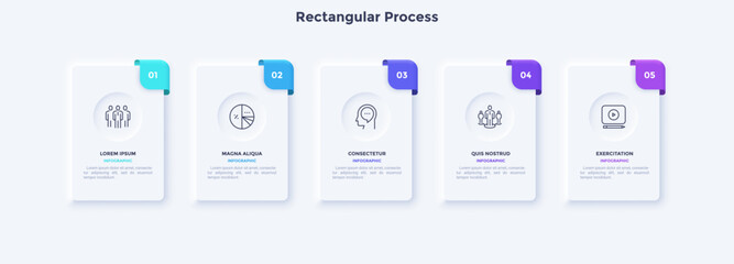 Startup project boosting research rectangular choice infographic chart design template. Business success infochart with icons. Instructional graphics with 5 options. Visual data presentation