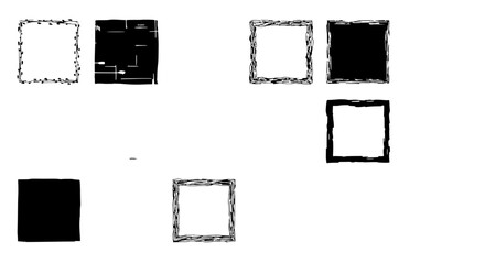 Monochrome Square Patterns: A collection of intricate square designs in a monochromatic scheme, exploring textures, shapes, and compositions in a minimalist art.