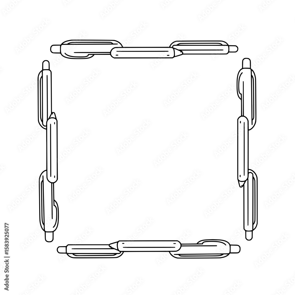 Poster abstract pen frame: a minimalistic frame composed of pens, creating a clean and modern design, perfe