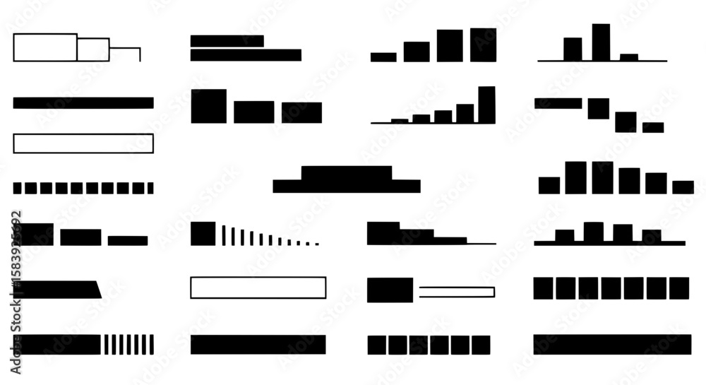 Poster visual data representation: a collection of graphically minimalist bar graphs in a clear display of 