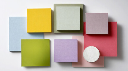 Samples of colored textured paper in pastel shades, located on a white background. Note paper. Ideal for design, creative ideas