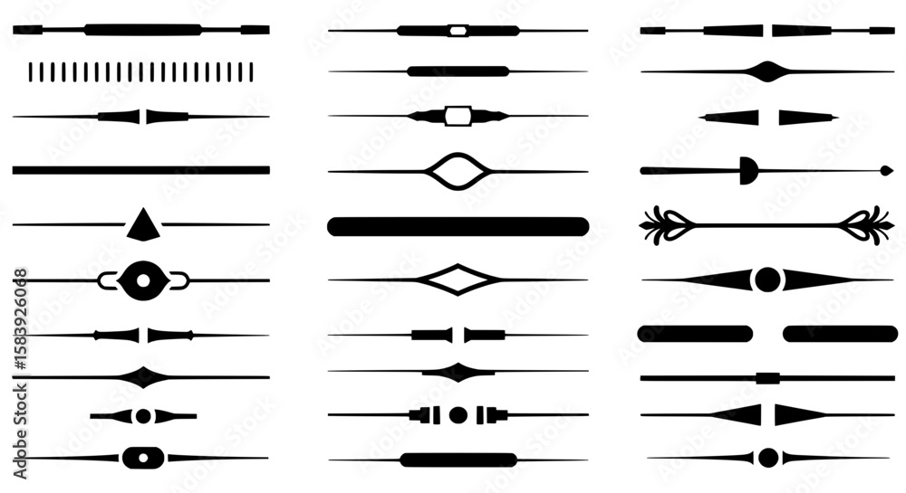 Fototapete Graphic Divider Collection: A collection of decorative lines and elements with varied designs, perfect for adding visual interest and organization to graphic projects.