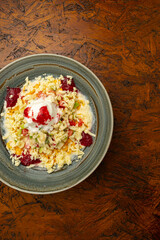 Colorful Fruit Ritual Bowl with Yogurt and Ice Cream