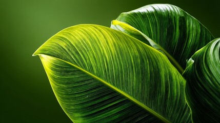 Closeup of Lush Green Leaves Against Dark Background