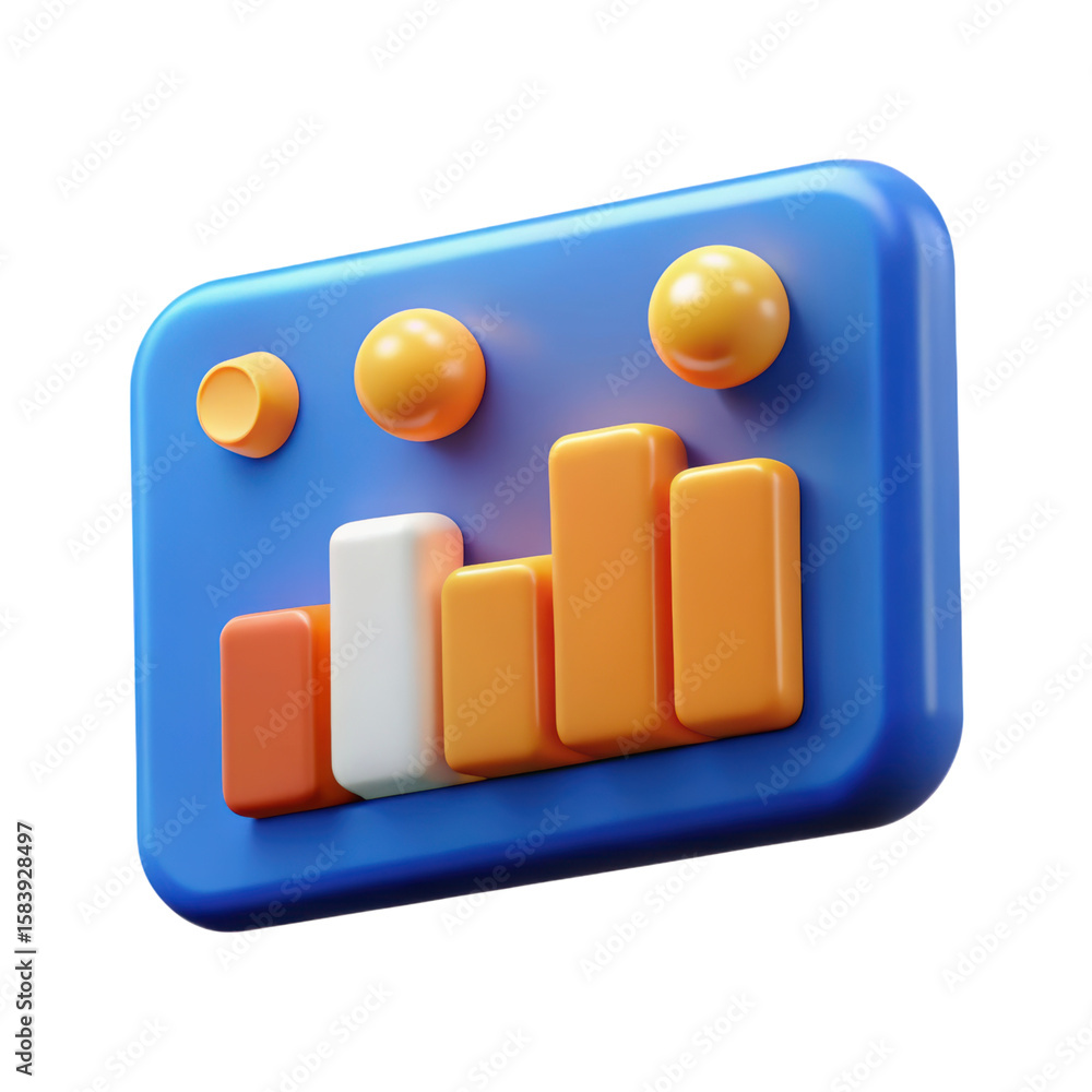 Fototapete 3d rendered modern business analytics chart icon illustration high quality 3d rendering plastic-styl