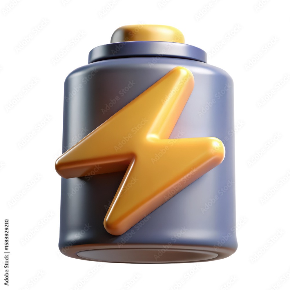 Aufkleber a high quality 3d rendering of a battery icon featuring a lightning bolt symbol with a shiny plastic